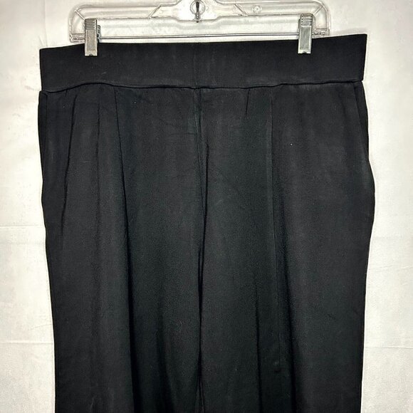 Suzanne Betro Women's Pull On High Rise Wide Leg Pants Black Sz 2X (35x26) Slits - Picture 2 of 5